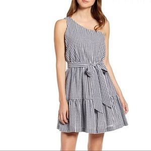 Vineyard Vines One Shoulder Gingham Dress